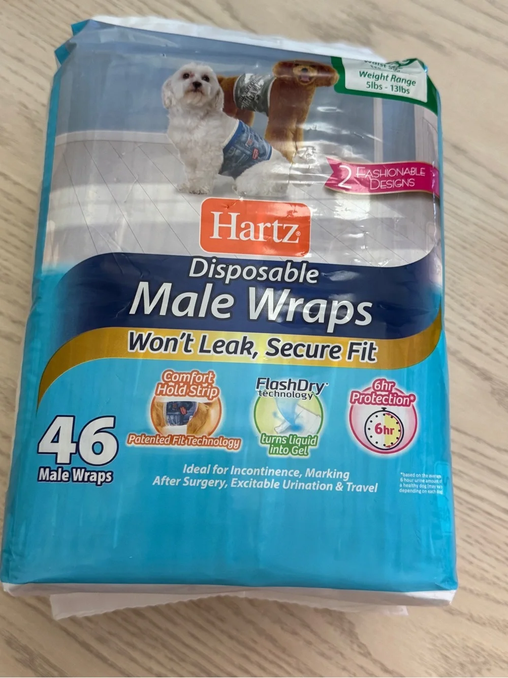 Hartz Disposable Male Wraps - Blue Packaging